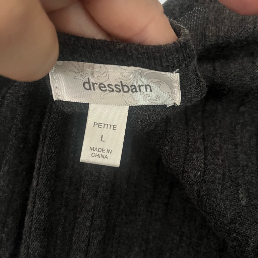 Dressbarn Charcoal Black Ribbed 3/4 Sleeve Sweater Dress - Picture 4 of 6